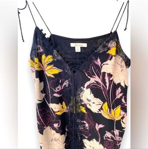 Ella Moss | Floral Black Yellow Purple Dainty Boho Tank Cami Blouse | Size XS/S